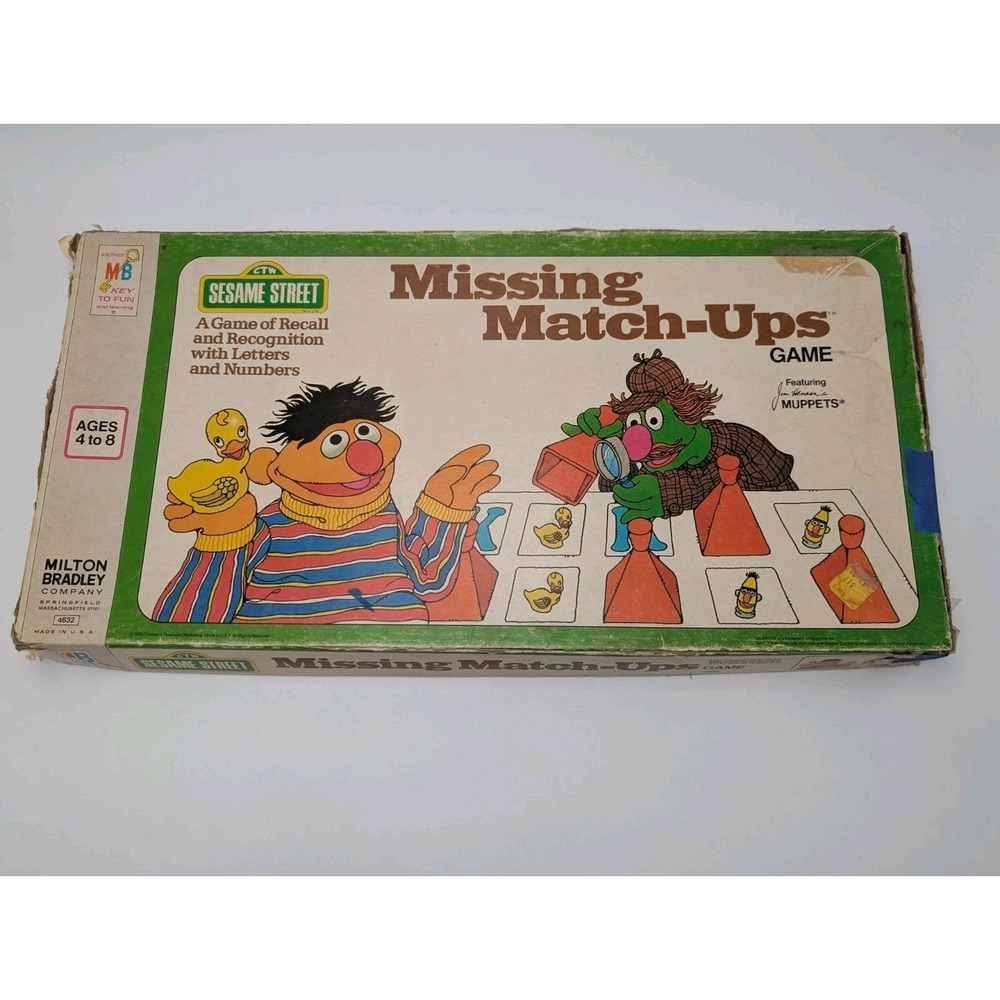 1976 Sesame Street "Missing Match Ups" Board Game By  Milton Bradley Company